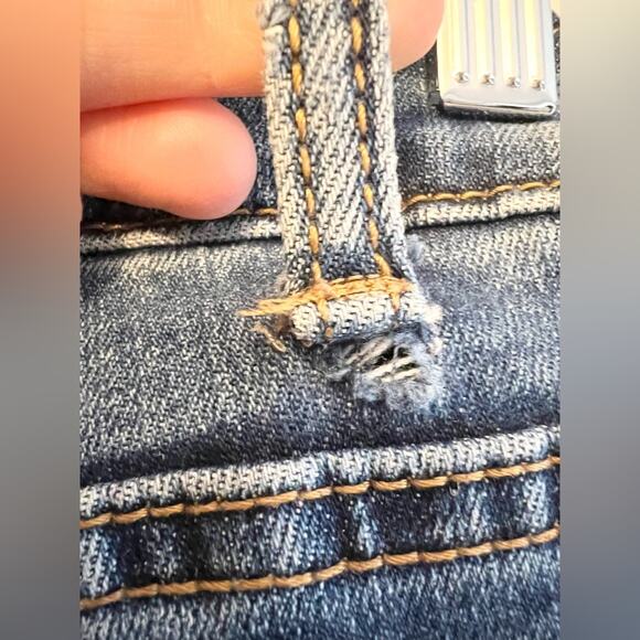 Acne studios 28 kick flare high rise distressed raw hem blue jeans fall - Picture 6 of 10